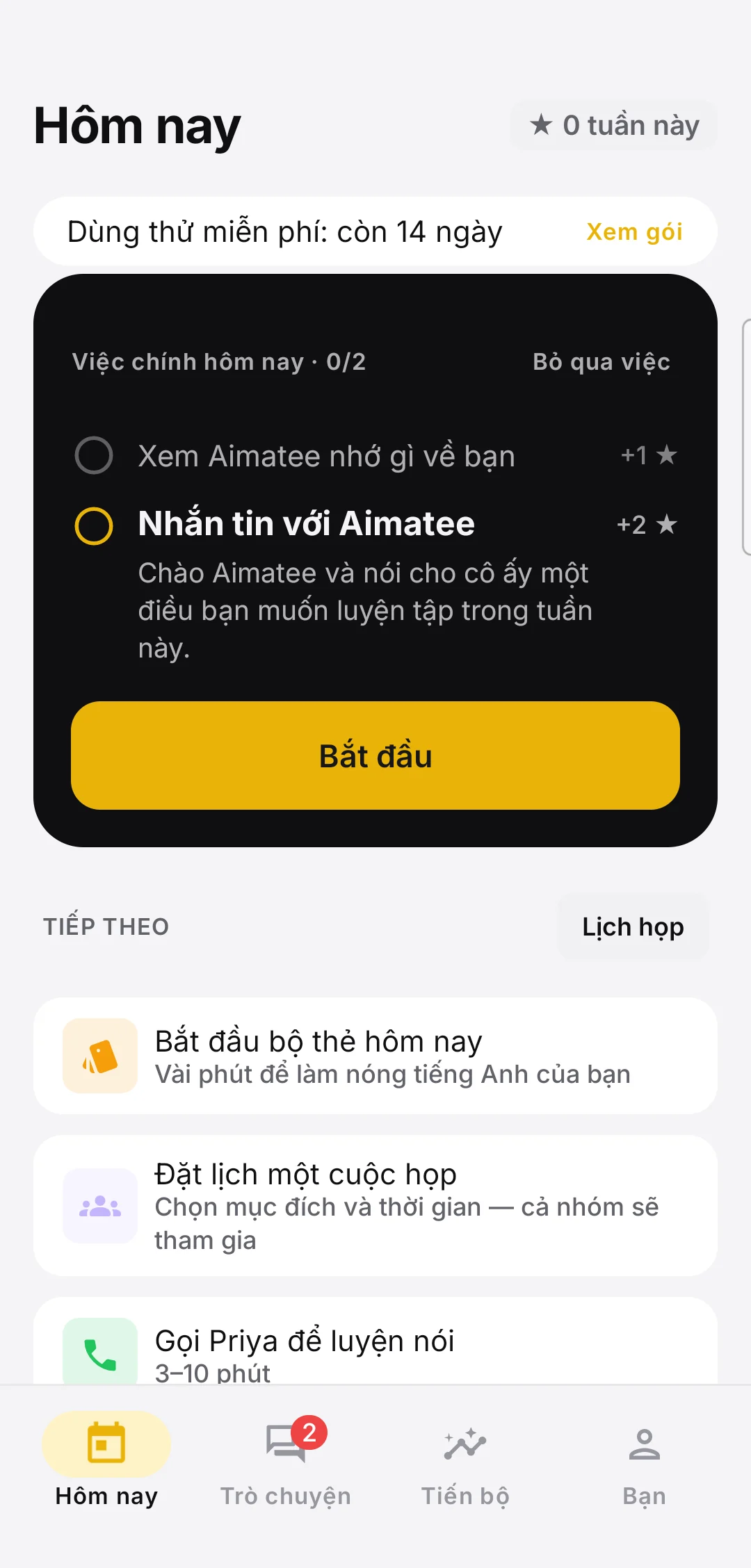 Aimatee — màn Hôm nay với việc chính và các bước tiếp theo
